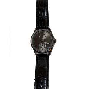 Geoffrey Beene Silver Dial Black Leather Watch